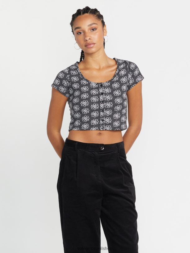 br Volcom mulheres roupas camisa manga curta daisie baby preto 88NNJ798