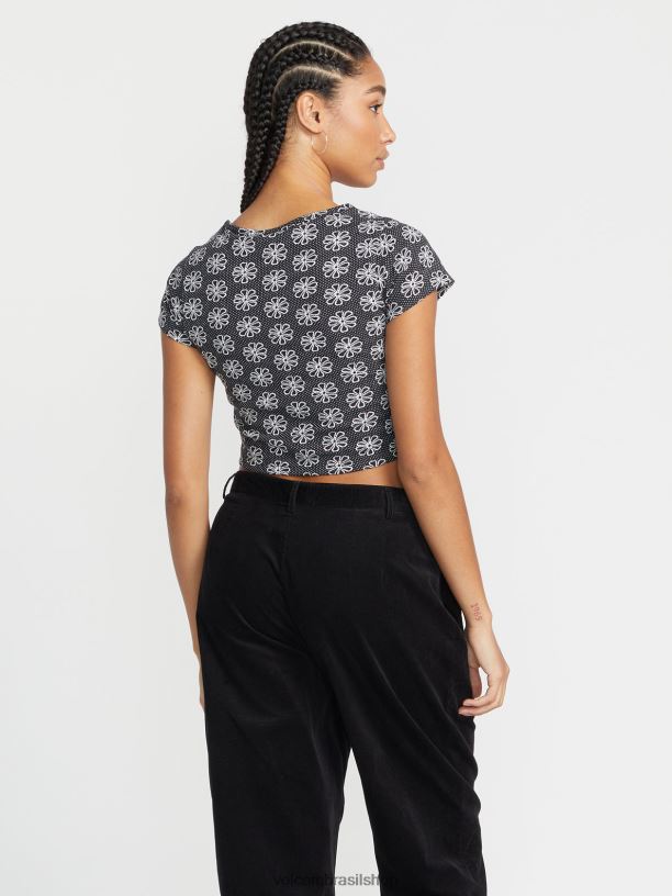 br Volcom mulheres roupas camisa manga curta daisie baby preto 88NNJ798