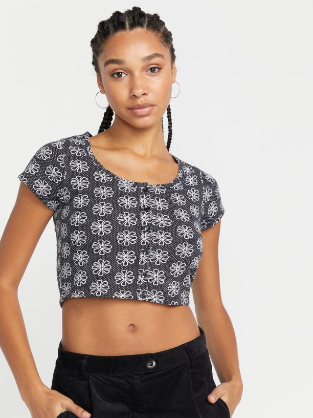 br Volcom mulheres roupas camisa manga curta daisie baby preto 88NNJ798