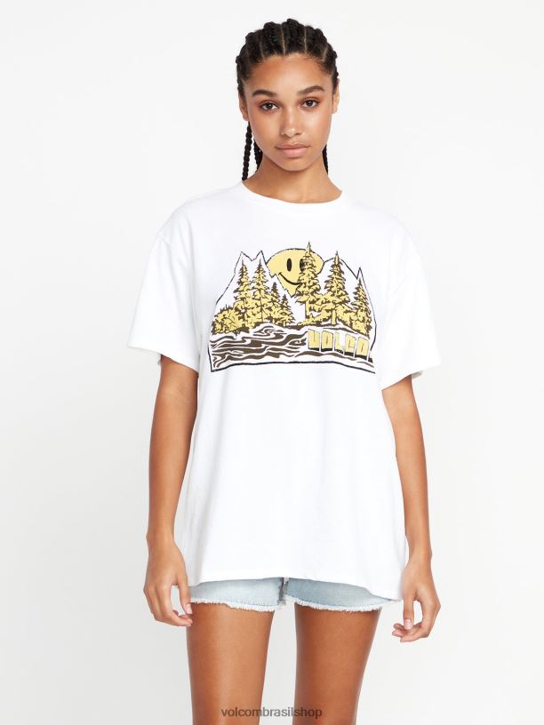 br Volcom mulheres roupas camisa manga curta stone tech estrela branca 88NNJ806