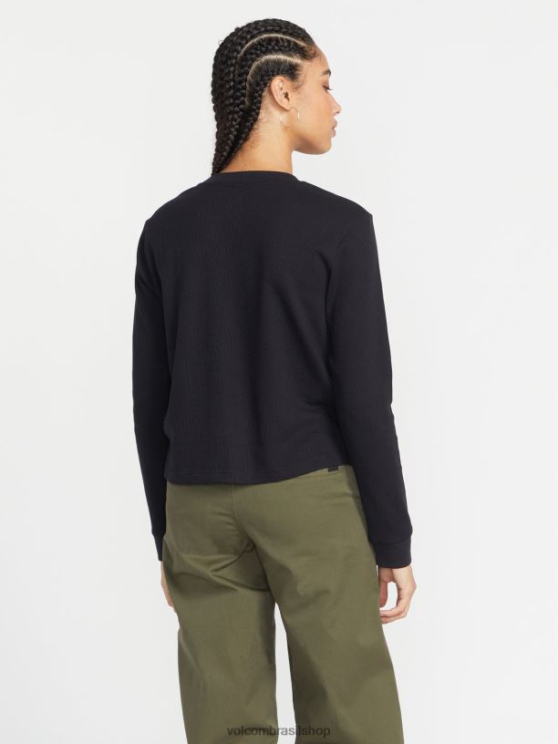 br Volcom mulheres roupas camisa manga longa termality preto 88NNJ801