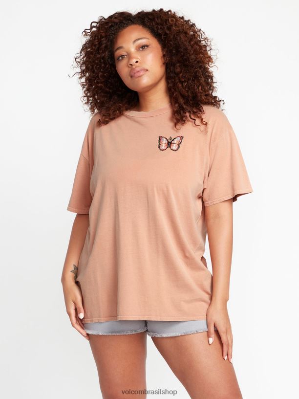 br Volcom mulheres roupas camiseta de manga curta com arremesso de pedras argila 88NNJ810