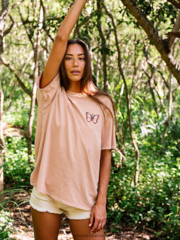 br Volcom mulheres roupas camiseta de manga curta com arremesso de pedras argila 88NNJ810