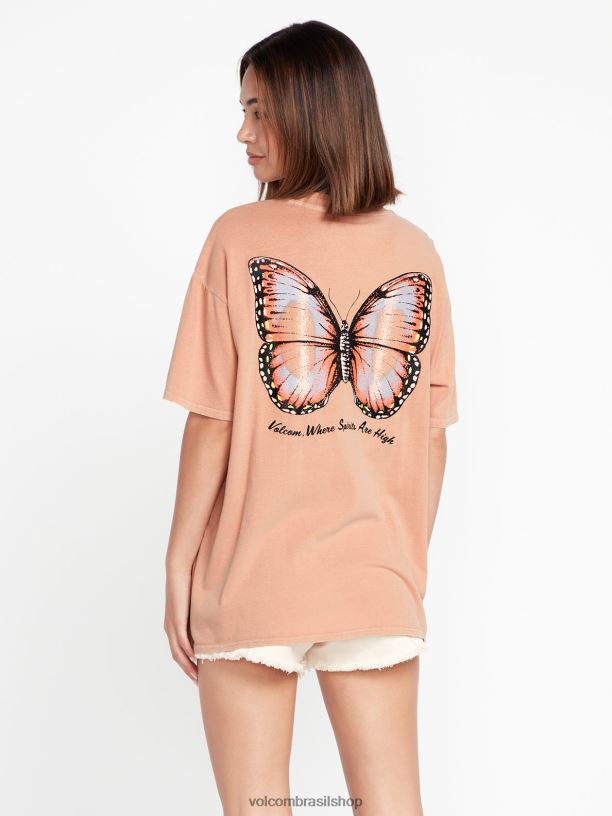 br Volcom mulheres roupas camiseta de manga curta com arremesso de pedras argila 88NNJ810
