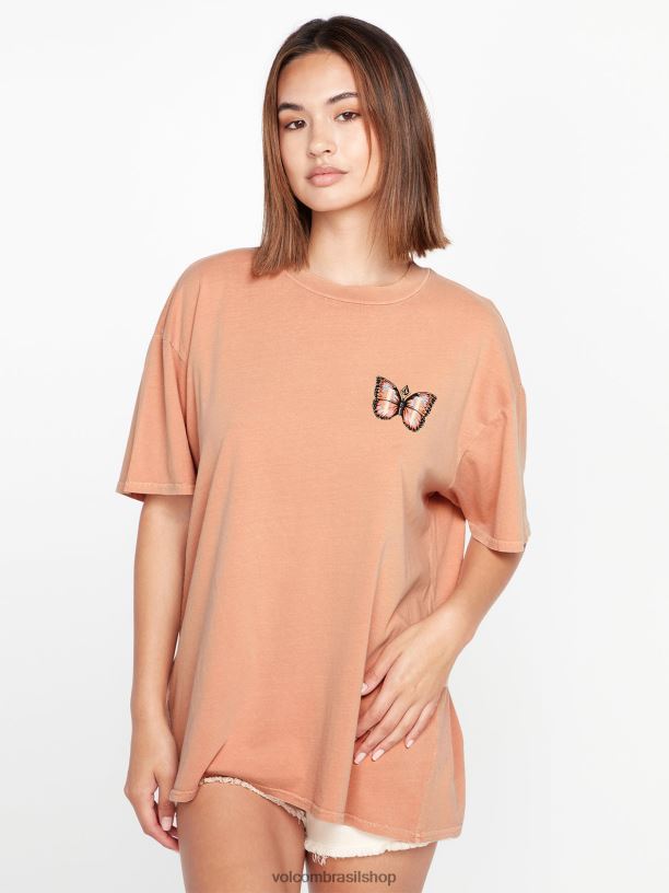 br Volcom mulheres roupas camiseta de manga curta com arremesso de pedras argila 88NNJ810