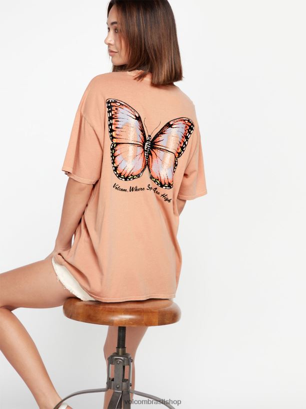 br Volcom mulheres roupas camiseta de manga curta com arremesso de pedras argila 88NNJ810