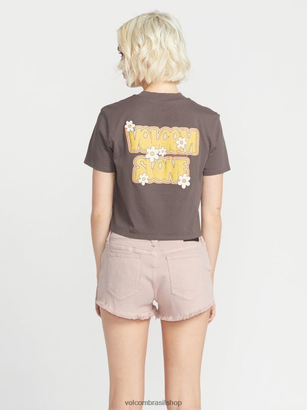 br Volcom mulheres roupas camiseta de manga curta com mostrador de bolso ardósia cinza 88NNJ774