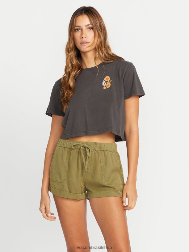 br Volcom mulheres roupas camiseta de manga curta enternet preto 88NNJ775