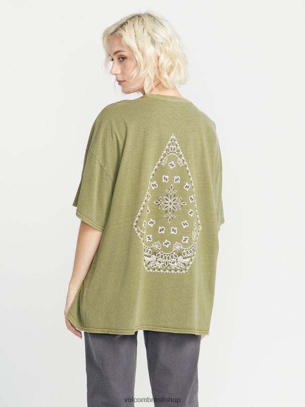 br Volcom mulheres roupas camiseta manga curta my guys musgo 88NNJ789