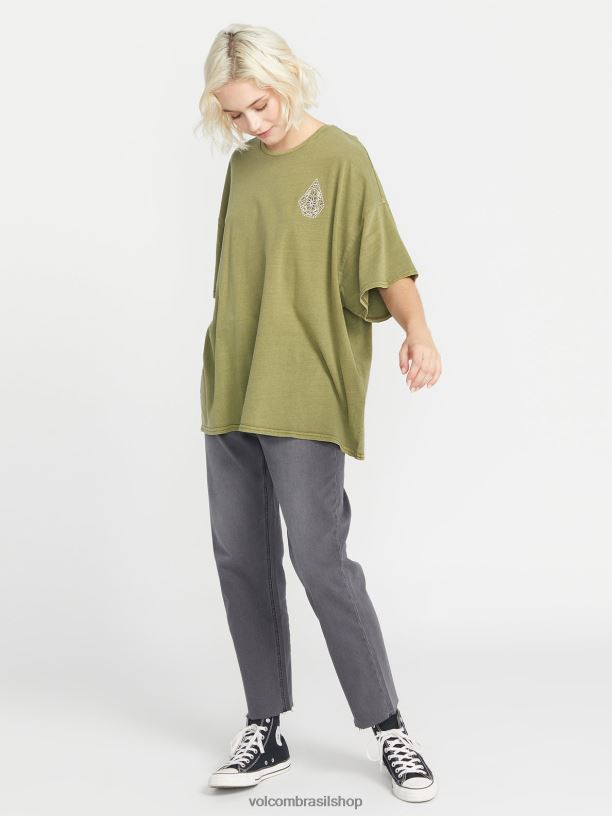 br Volcom mulheres roupas camiseta manga curta my guys musgo 88NNJ789