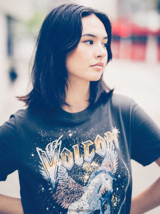 br Volcom mulheres roupas lock it up camiseta manga curta preto 88NNJ779