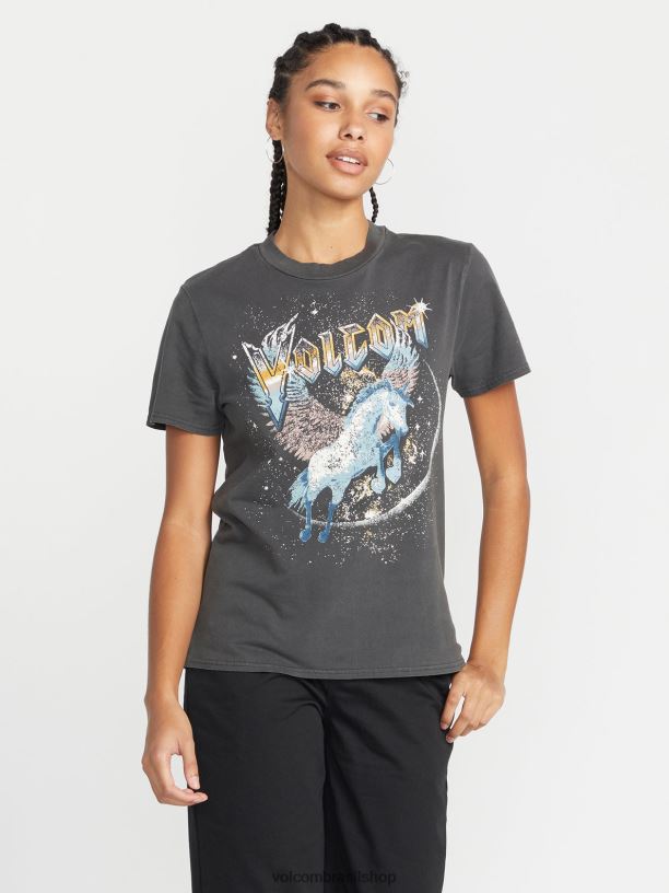 br Volcom mulheres roupas lock it up camiseta manga curta preto 88NNJ779