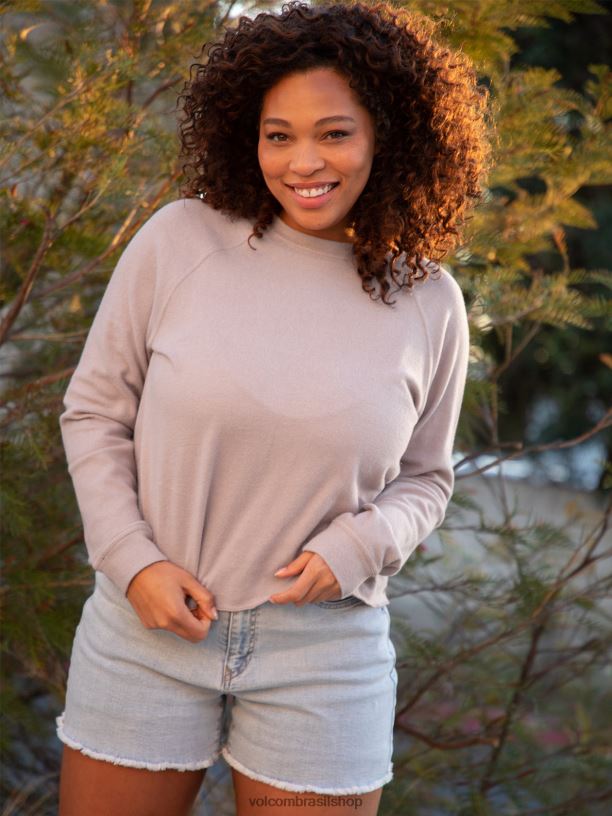 br Volcom mulheres roupas viveu no moletom da tripulação do lounge orquídea de inverno 88NNJ831