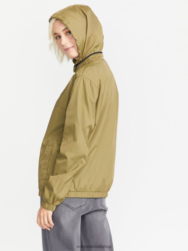 br Volcom mulheres roupas casaco com fecho de correr da terra musgo 88NNJ897