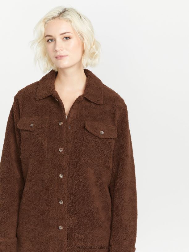 br Volcom mulheres roupas jaqueta sherpa silenciosa chocolate 88NNJ900