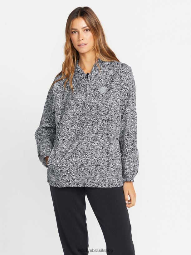 br Volcom mulheres roupas jaqueta terrestre Preto branco 88NNJ898