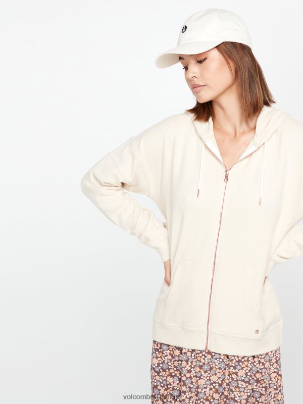 br Volcom mulheres roupas viveu em jaqueta com zíper creme 88NNJ848