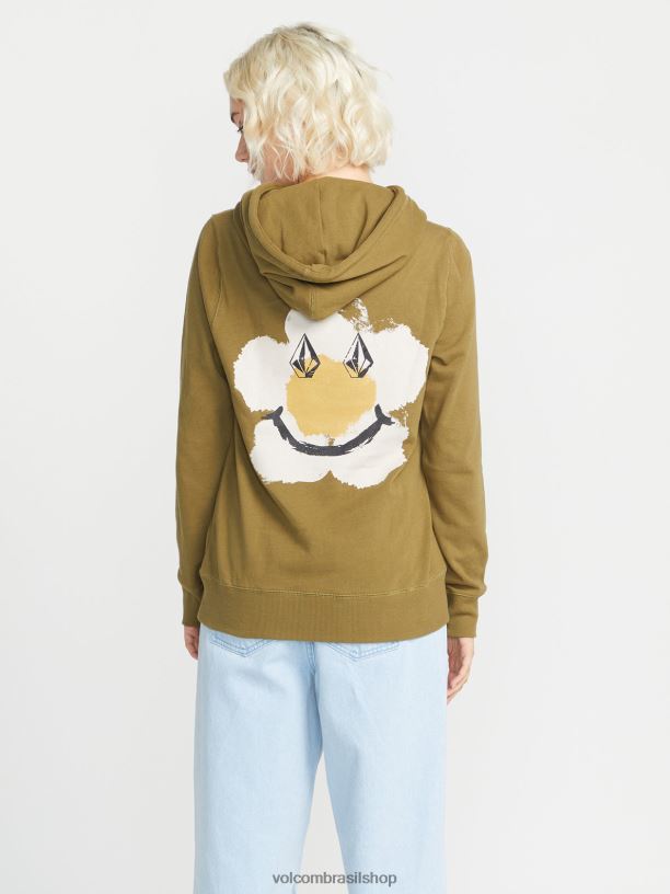 br Volcom mulheres roupas verdadeiramente lidar com capuz musgo 88NNJ836