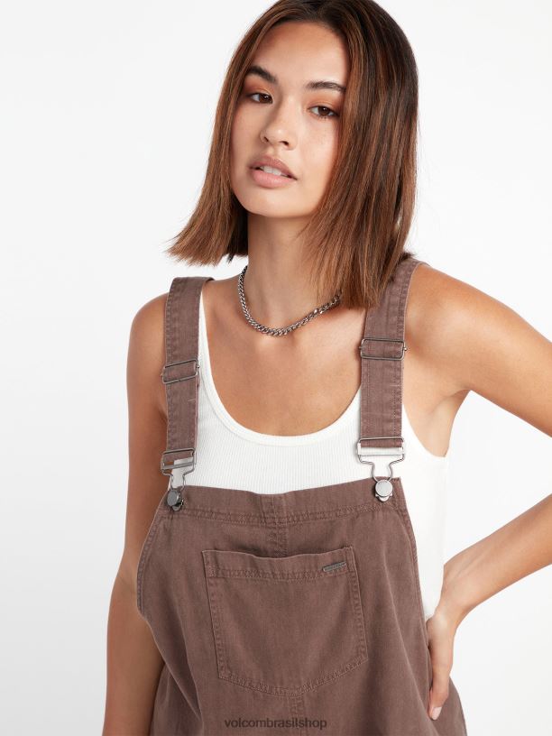 br Volcom mulheres roupas macacão de pedra strutin ardósia cinza 88NNJ889