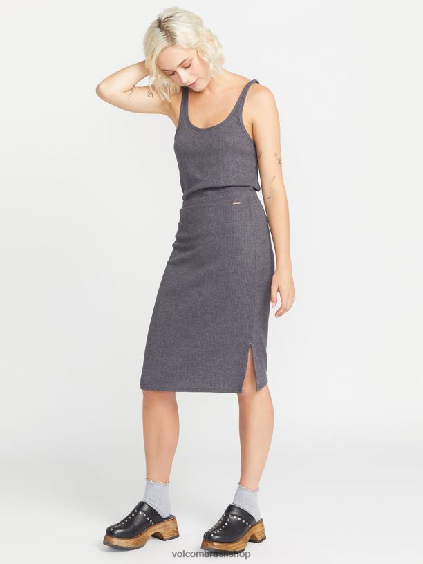 br Volcom mulheres roupas vivia em saia canelada preto 88NNJ916