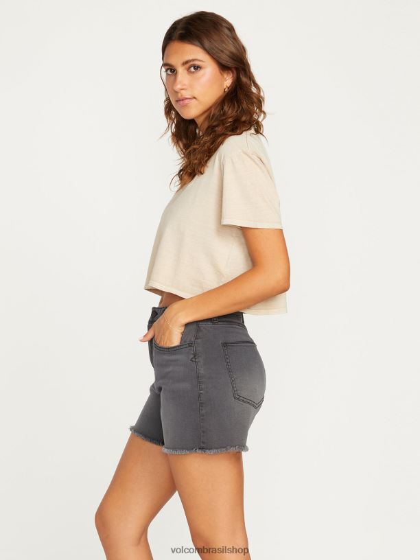 br Volcom mulheres roupas shorts de salto de pedra preto vintage 88NNJ960
