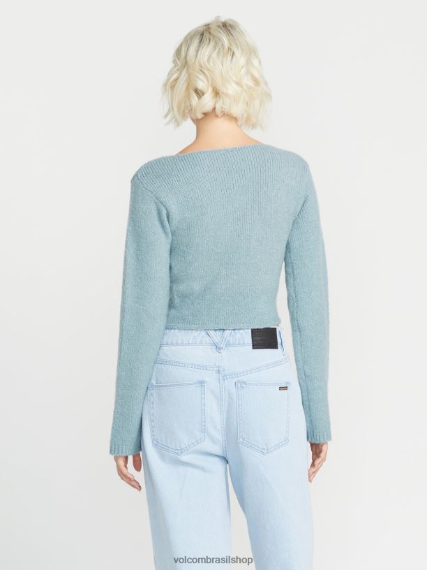 br Volcom mulheres roupas com um suéter torcido azul esfumado 88NNJ860