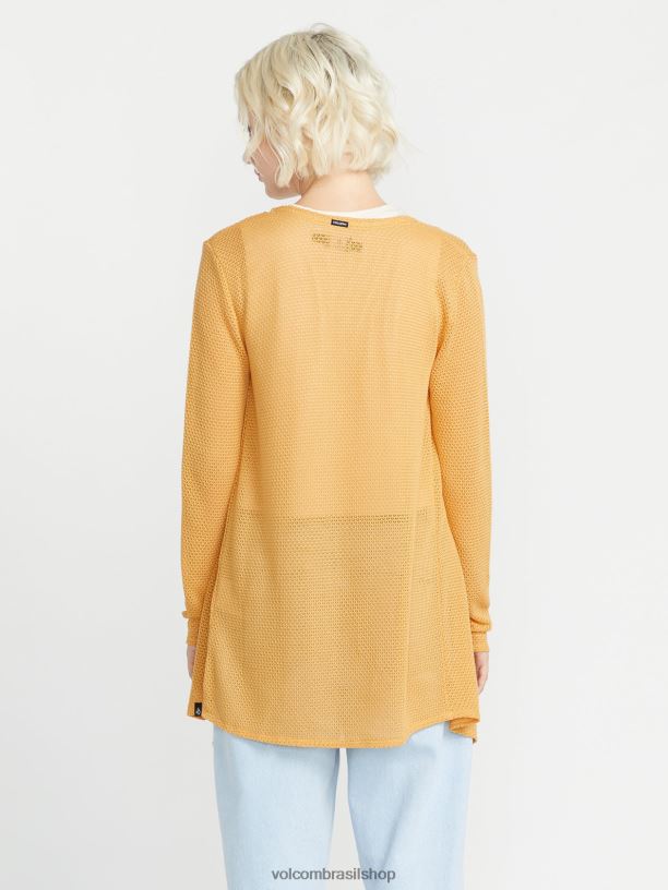 br Volcom mulheres roupas vá, vá, suéter pó de ouro 88NNJ863