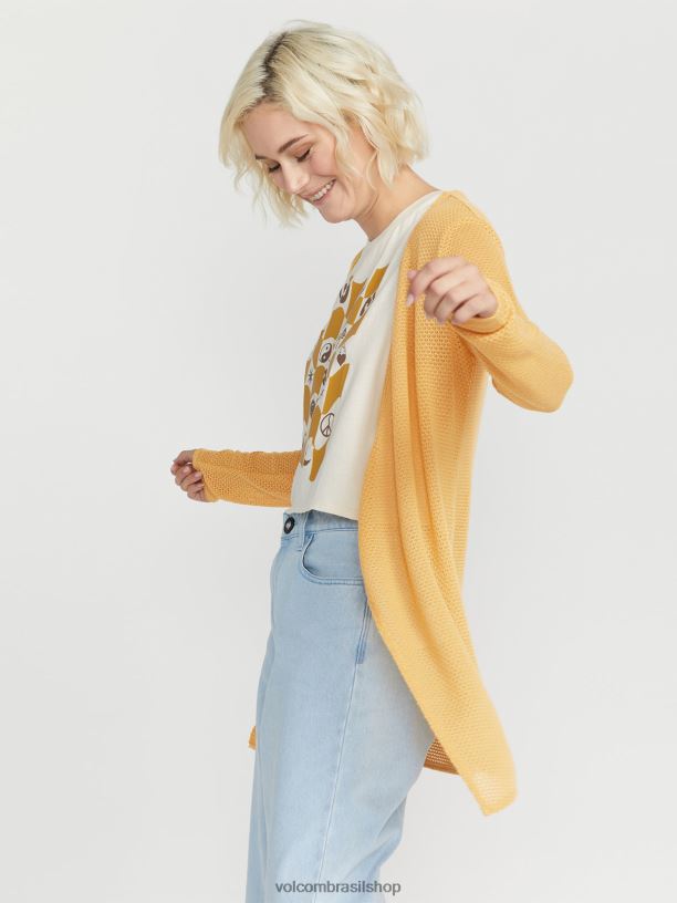 br Volcom mulheres roupas vá, vá, suéter pó de ouro 88NNJ863