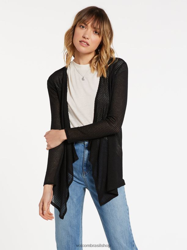 br Volcom mulheres roupas vá, vá, suéter preto 88NNJ865