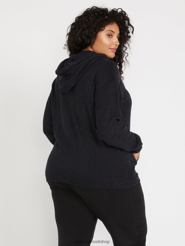 br Volcom mulheres roupas viveu em lounge zip fleece plus size preto 88NNJ851