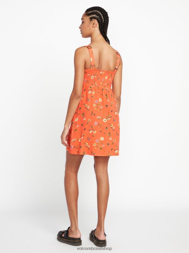 br Volcom mulheres roupas hey budz vestido coral escuro 88NNJ874