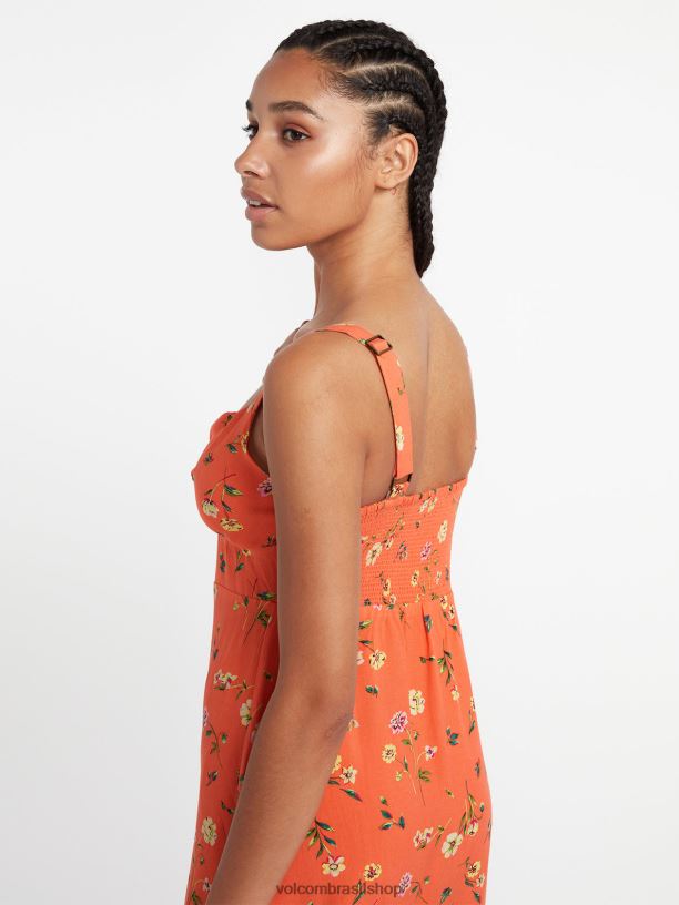 br Volcom mulheres roupas hey budz vestido coral escuro 88NNJ874