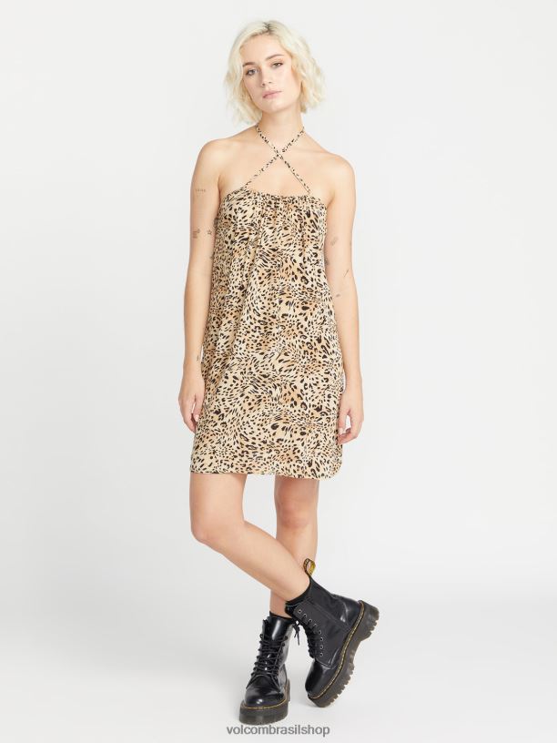 br Volcom mulheres roupas meeyoww vestido frente única Estampa de animal 88NNJ883