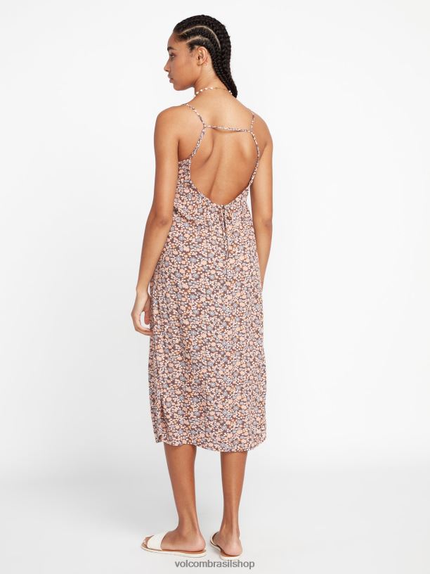 br Volcom mulheres roupas naw vestido de praia ardósia cinza 88NNJ882