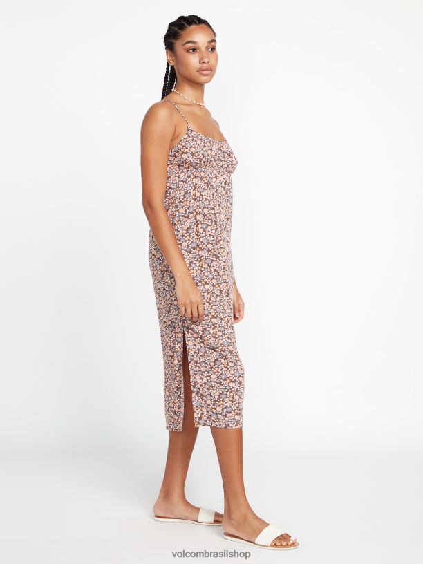 br Volcom mulheres roupas naw vestido de praia ardósia cinza 88NNJ882