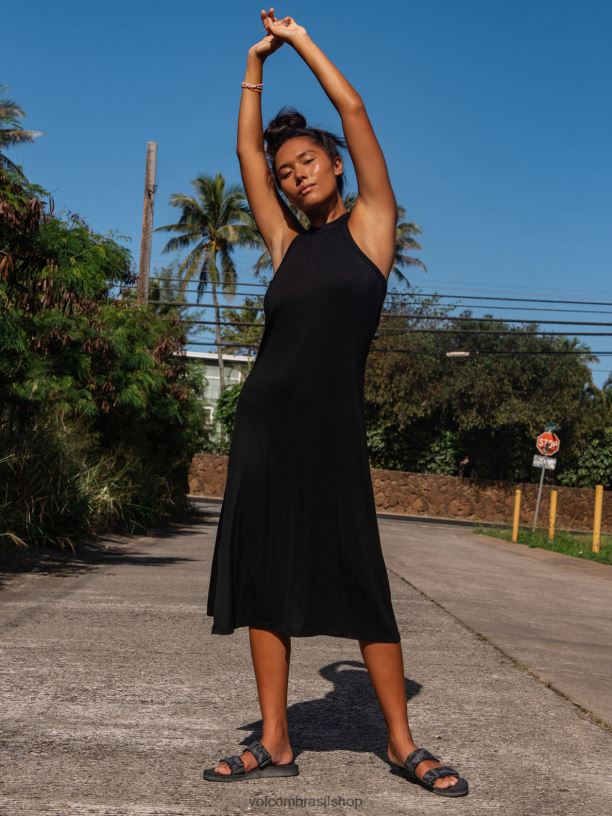 br Volcom mulheres roupas vestido de pedra preto 88NNJ873