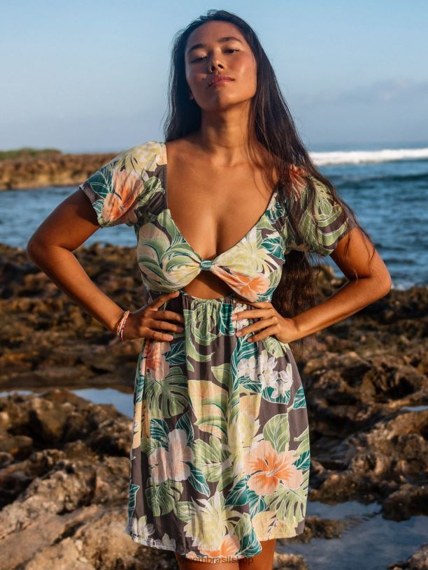 br Volcom mulheres roupas vestido escapismo ardósia cinza 88NNJ870