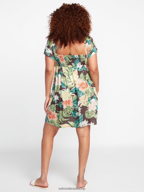 br Volcom mulheres roupas vestido escapismo ardósia cinza 88NNJ870