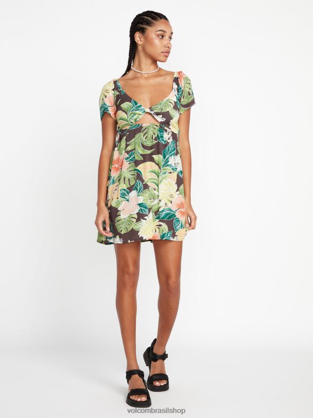 br Volcom mulheres roupas vestido escapismo ardósia cinza 88NNJ870