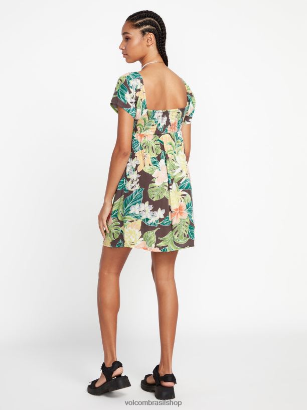 br Volcom mulheres roupas vestido escapismo ardósia cinza 88NNJ870