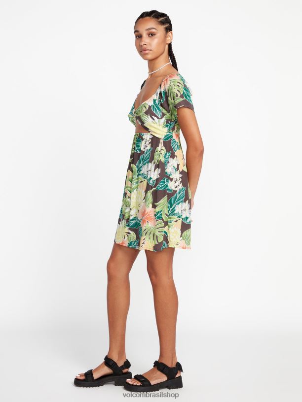 br Volcom mulheres roupas vestido escapismo ardósia cinza 88NNJ870