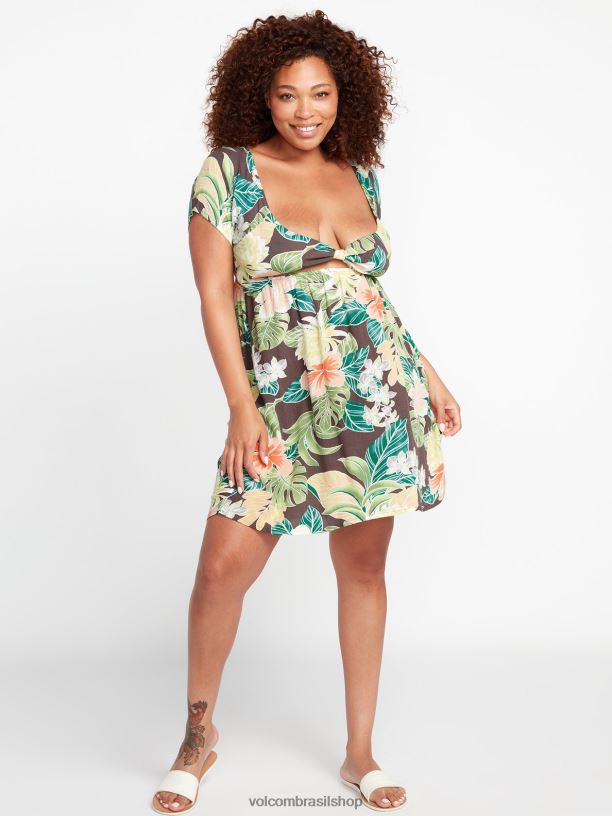 br Volcom mulheres roupas vestido escapismo ardósia cinza 88NNJ870