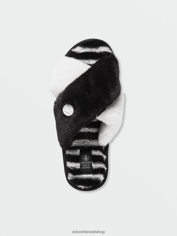 br Volcom mulheres calçados viveu em sandália deslizante Preto branco 88NNJ1045