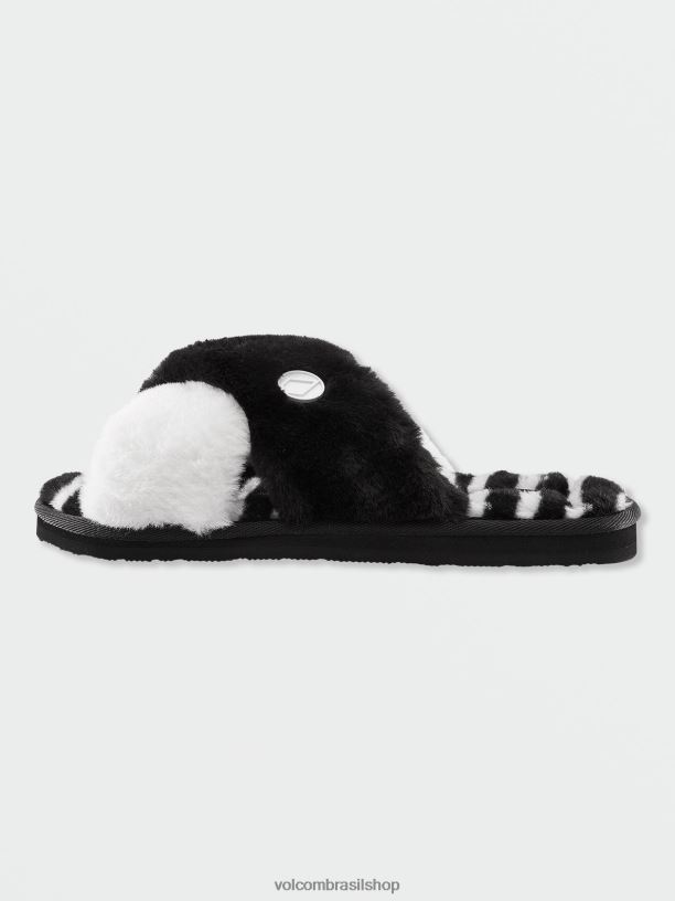 br Volcom mulheres calçados viveu em sandália deslizante Preto branco 88NNJ1045