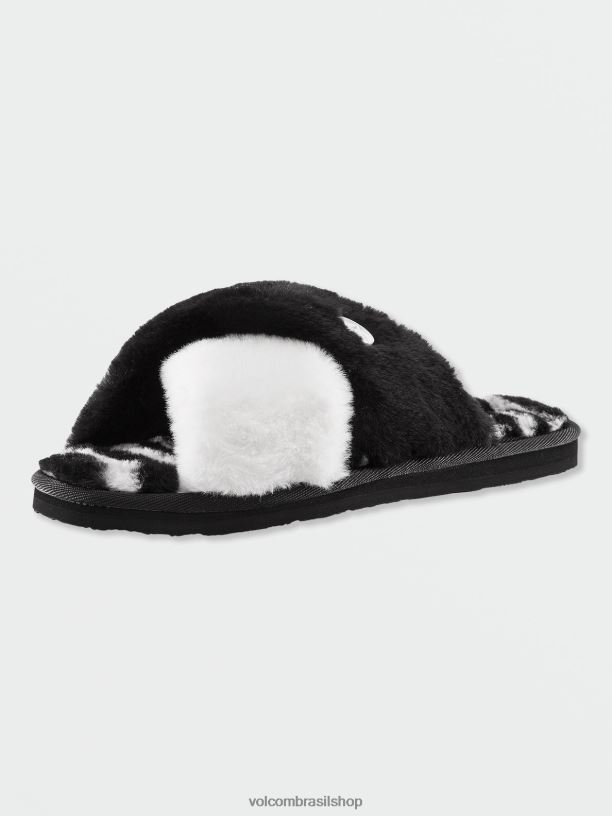 br Volcom mulheres calçados viveu em sandália deslizante Preto branco 88NNJ1045