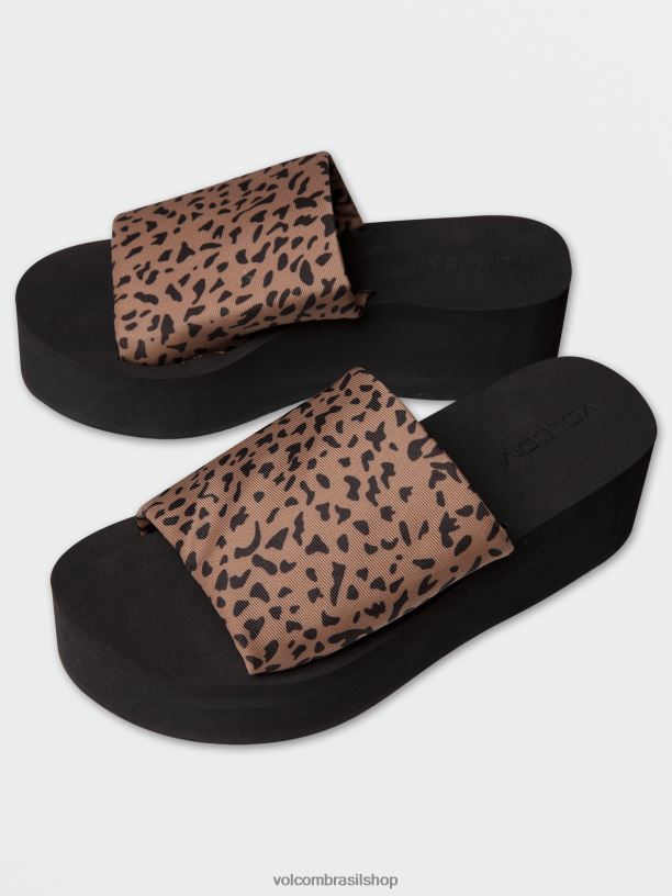 br Volcom mulheres calçados sandália rasteira simples Estampa de animal 88NNJ1036