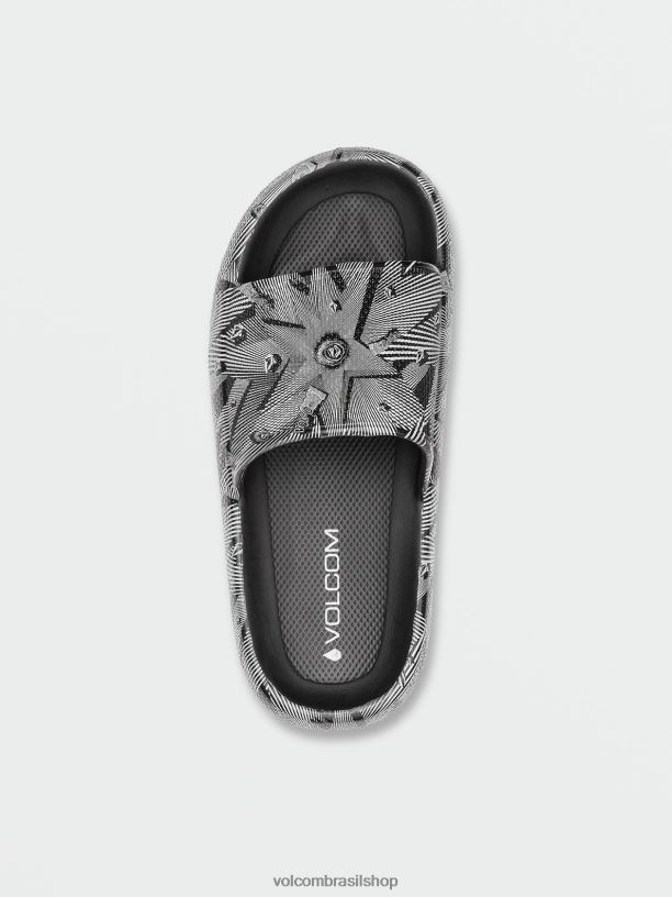 br Volcom mulheres calçados sandálias de deslizamento de nuvem de pedra Preto branco 88NNJ1003